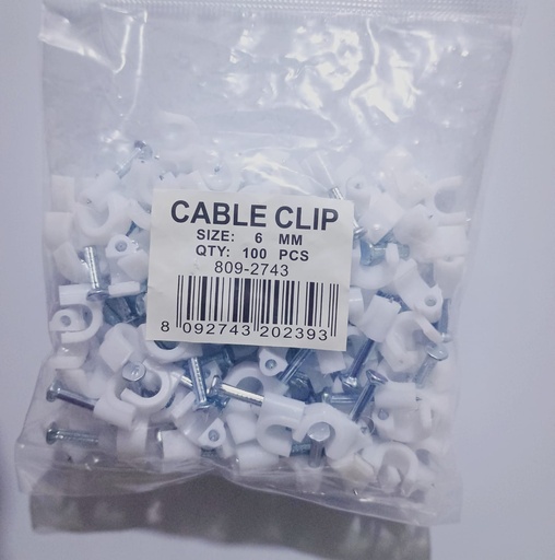 Clips de cable o Grapas Blanca 6 mm de 100 pcs